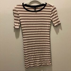 White & tan stripped bodycon dress